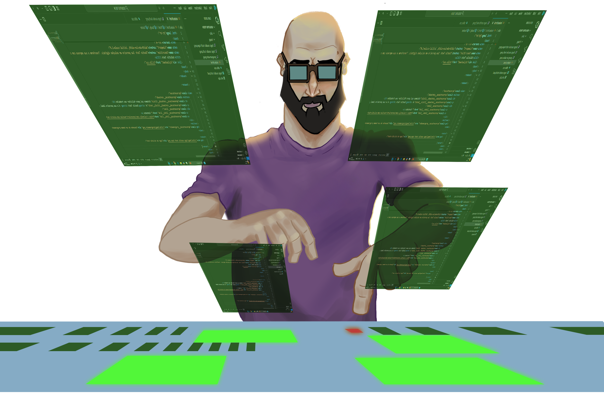 desenho de um homem programando